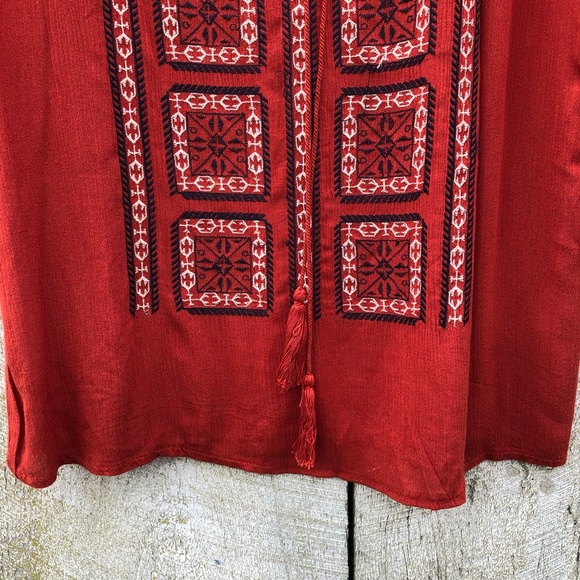 Solitaire | orange embroidered boho flowy top - Picture 3 of 6